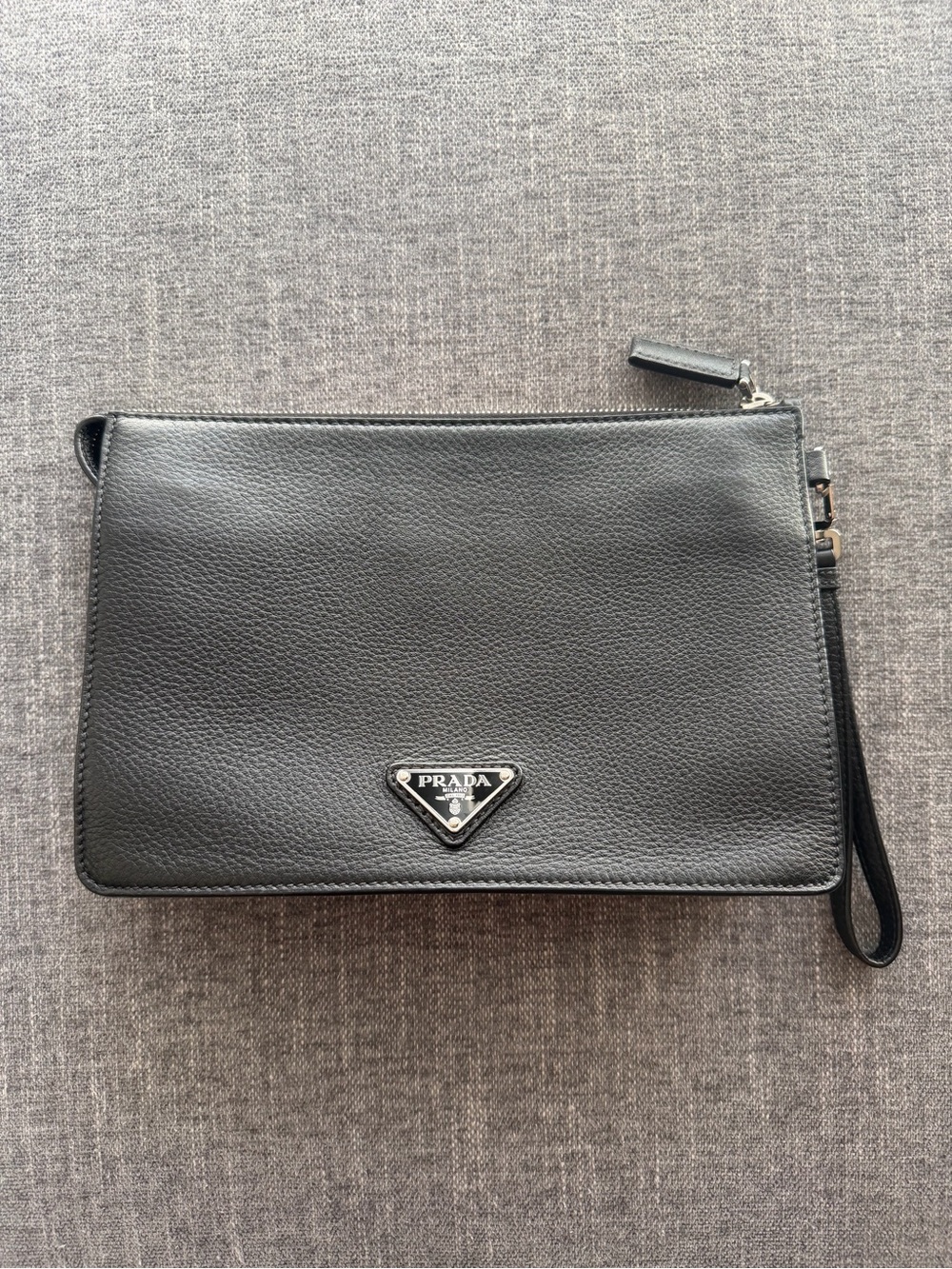 PRADA Black Leather Wristlet Clutch